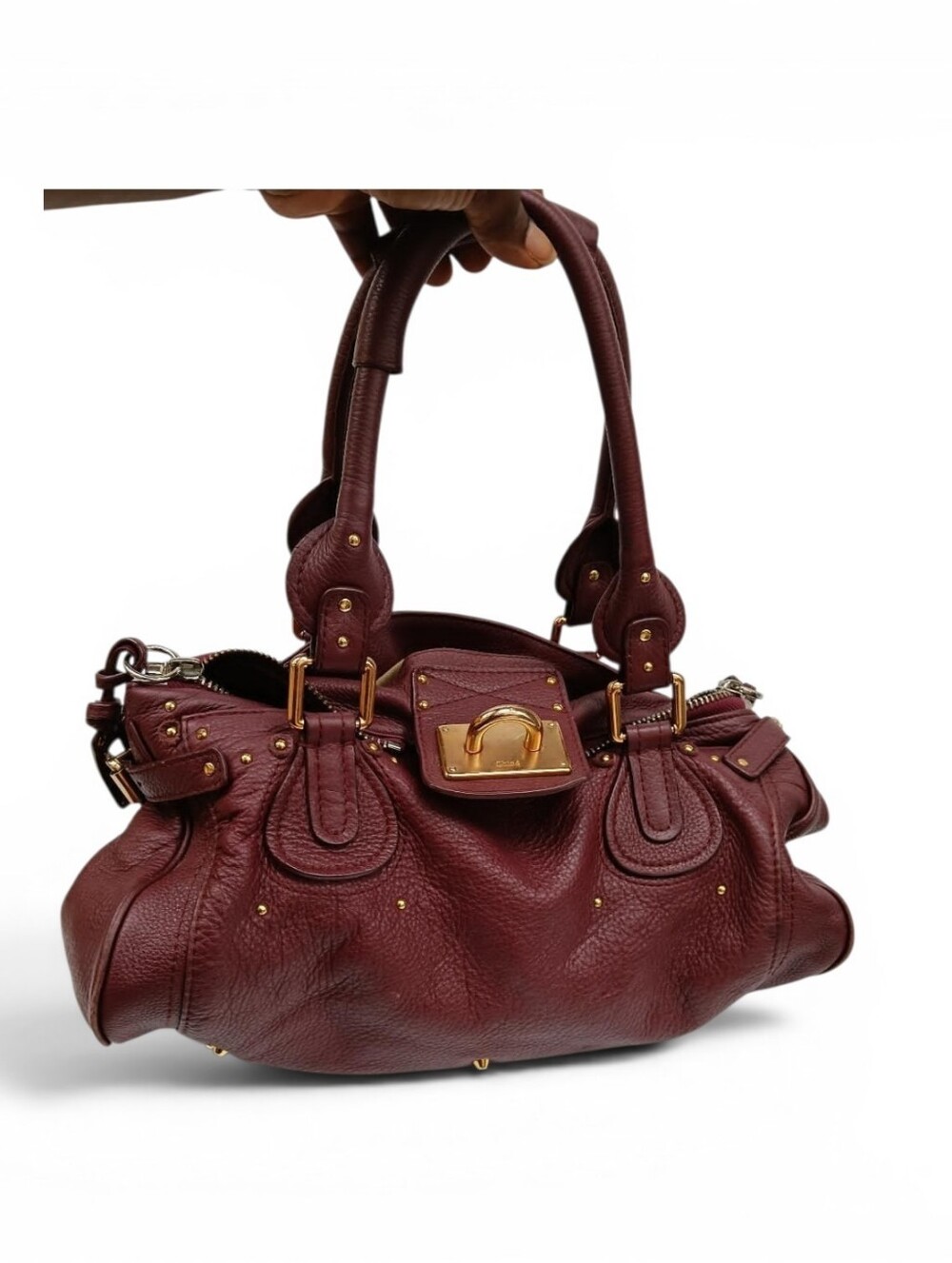 Chloe Women's Leather Satchel Handbag - Burgundy - Picture 2 of 5